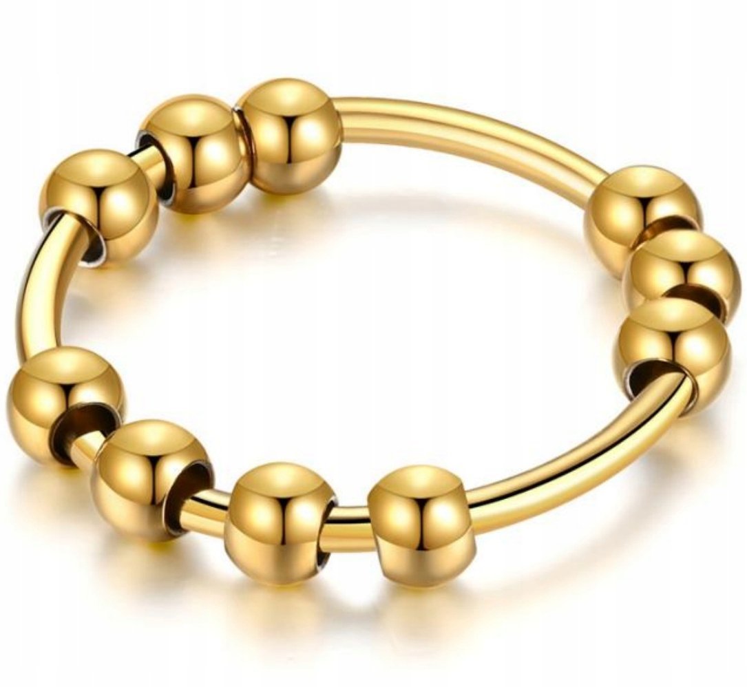 Złoty Pierścionek Antystresowy Anxiety Ring ze Stali Chirurgicznej na Stres