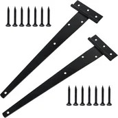 Zawiasy, okucia i inne akcesoria - Zestaw zawiasów T o dużej wytrzymałości ze śrubami montażowymi, 300 mm, ocynkowany, odpowiedni do drzwi stodołowych, drzwi drewnianych i okien - miniaturka - grafika 1