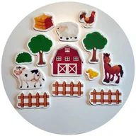 Dodatki do ciast w proszku - Zestaw na tort topper farma wieś zwierzątka 13 elem. 2D - miniaturka - grafika 1