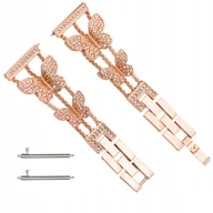 Akcesoria do smartwatchy - BRANSOLETA DO ZEGARKA SMARTWATCH PASEK 20MM REGULOWANA ZŁOT GOLD ROSE MOTYL - miniaturka - grafika 1