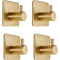 Wieszaki łazienkowe - Samoprzylepne haczyki na drzwi do wieszania ręczników i ubrań, samoprzylepny wieszak na ręczniki, złoty, 4 sztuki - miniaturka - grafika 1