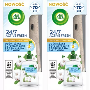 AIR WICK Automatyczny odświeżacz powietrza z wkładem Air Wick 24/7 ACTIVE FRESH o zapachu kwiatu bawełny 228 ml *2 - Odświeżacze powietrza - miniaturka - grafika 1