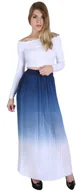 Spódnice - JohnZack Niebiesko-ecru, plisowana spódnica ombre L - miniaturka - grafika 1