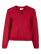 Swetry damskie - Vila Sweter "Vimiraz" w kolorze czerwonym - miniaturka - grafika 1