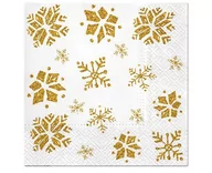 Pozostałe akcesoria świąteczne - Serwetki świąteczne Snowflakes Glitter złote 33 x 33 cm 20 szt. - miniaturka - grafika 1