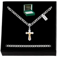 Biżuteria dla dzieci - SREBRNY ŁAŃCUSZEK+ZŁOCONY KRZYŻYK 925 DLA CHŁOPCA - miniaturka - grafika 1