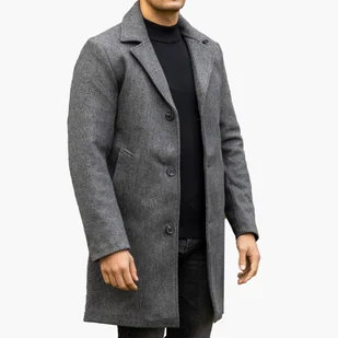 Płaszcz Męski Długi Grafitowy M Szary - Płaszcze męskie - miniaturka - grafika 1
