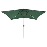 Parasole ogrodowe - vidaXL Parasol z lampkami LED, na stalowym słupku, zielony, 2x3 m 313786 - miniaturka - grafika 1