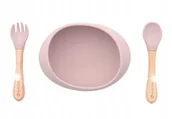 Zestawy naczyń dla dzieci - Miseczka silikonowa ze sztućcami Olmitos Drewno bukowe Silikon Różowy - miniaturka - grafika 1