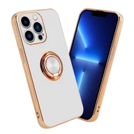 Etui i futerały do telefonów - Pokrowiec Do Apple iPhone 13 PRO MAX Etui w Glossy Biały - Złoto magnetycznym Obudowa Case Cover Ochronny Cadorabo - miniaturka - grafika 1