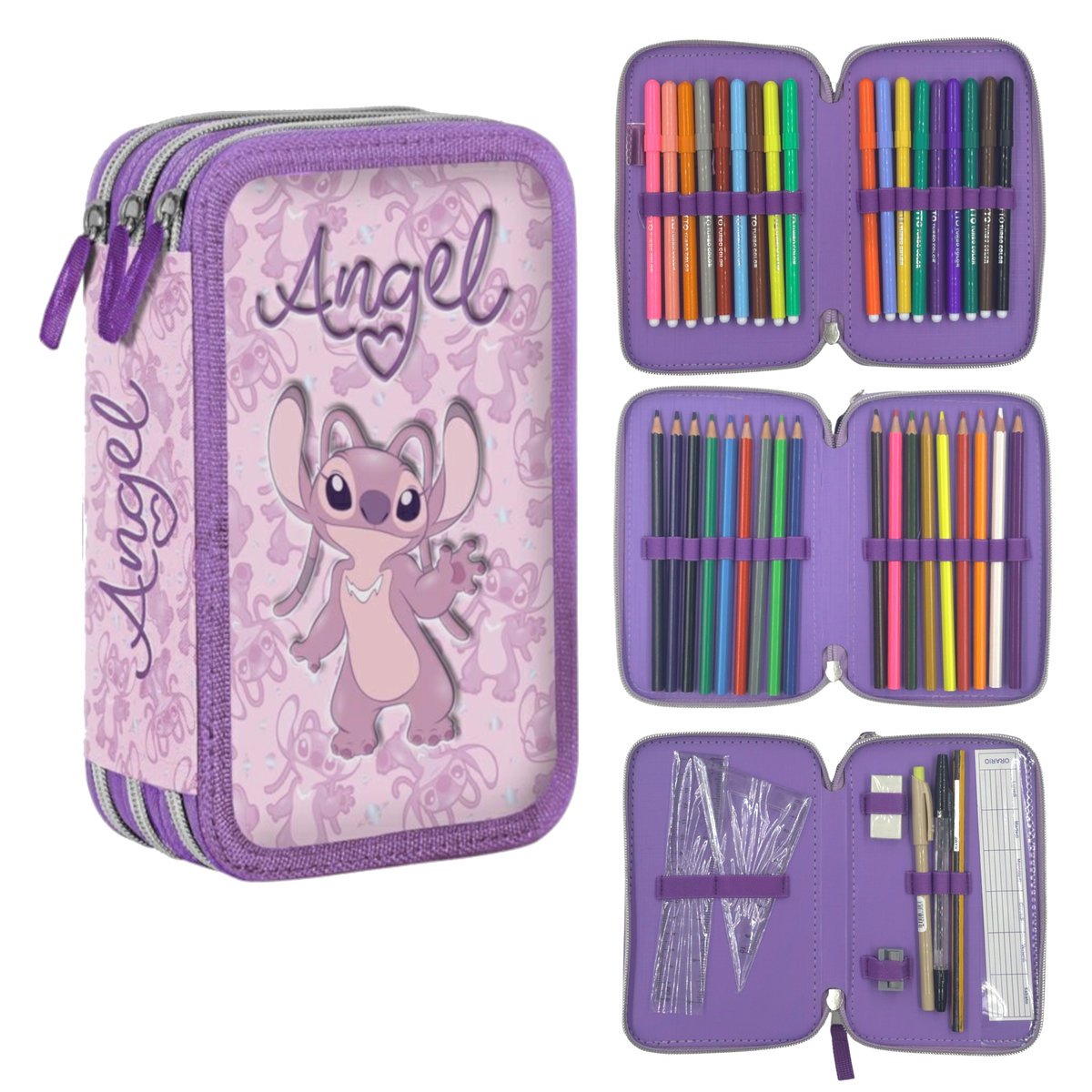 PIÓRNIK POTRÓJNY Z WYPOSAŻENIEM LILO&STITCH ANGEL GIOTTO