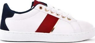 BELLO STAR Trampki eko skóra z czerwonym paskiem białe-38 - Trampki damskie - miniaturka - grafika 1