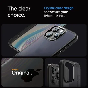 Etui APPLE IPHONE 15 PRO Spigen Ultra Hybrid Crystal Frost czarne - Etui i futerały do telefonów - miniaturka - grafika 7