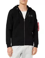 Bluzy męskie - ALPHA INDUSTRIES Męska bluza z kapturem z nadrukiem z filcu, czarny, 3XS - miniaturka - grafika 1