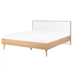 Beliani Łóżko drewniane 160 x 200 cm jasnobrązowe SERRIS - Łóżka - miniaturka - grafika 1