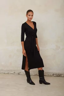 Sukienka kopertowa midi : kolor - Czarny, size - 34 - Bombshe - Sukienki - miniaturka - grafika 1