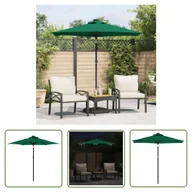 Parasole ogrodowe - The Living Store Parasol ogrodowy LED - stalowy słupek - zielony - 225x225x212 cm - Parasol Ogrodowy - miniaturka - grafika 1