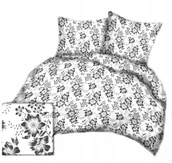Pościel - pościel bawełna lux 200x200 + 2 poszewka B 343-2 kwiaty szare na białym - miniaturka - grafika 1