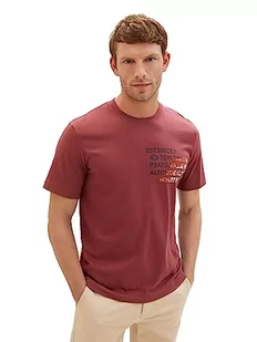 TOM TAILOR T-shirt męski, 32220 – Burned Bordeaux Red, L - Koszulki męskie - miniaturka - grafika 1