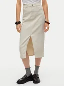 Spódnice - Vero Moda Spódnica jeansowa Veri 10295731 Beżowy Regular Fit - miniaturka - grafika 1