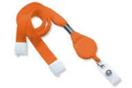 Identyfikatory - Szeroka 16mm bezpieczna smycz na szyję + brelok typu jojo Pomarańczowy - miniaturka - grafika 1