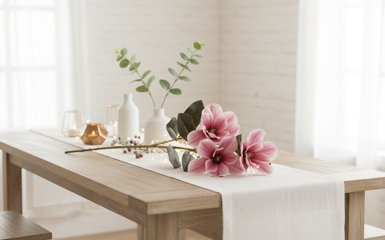 ARTPOL Kwiat sztuczny Magnolia 80 cm różowy