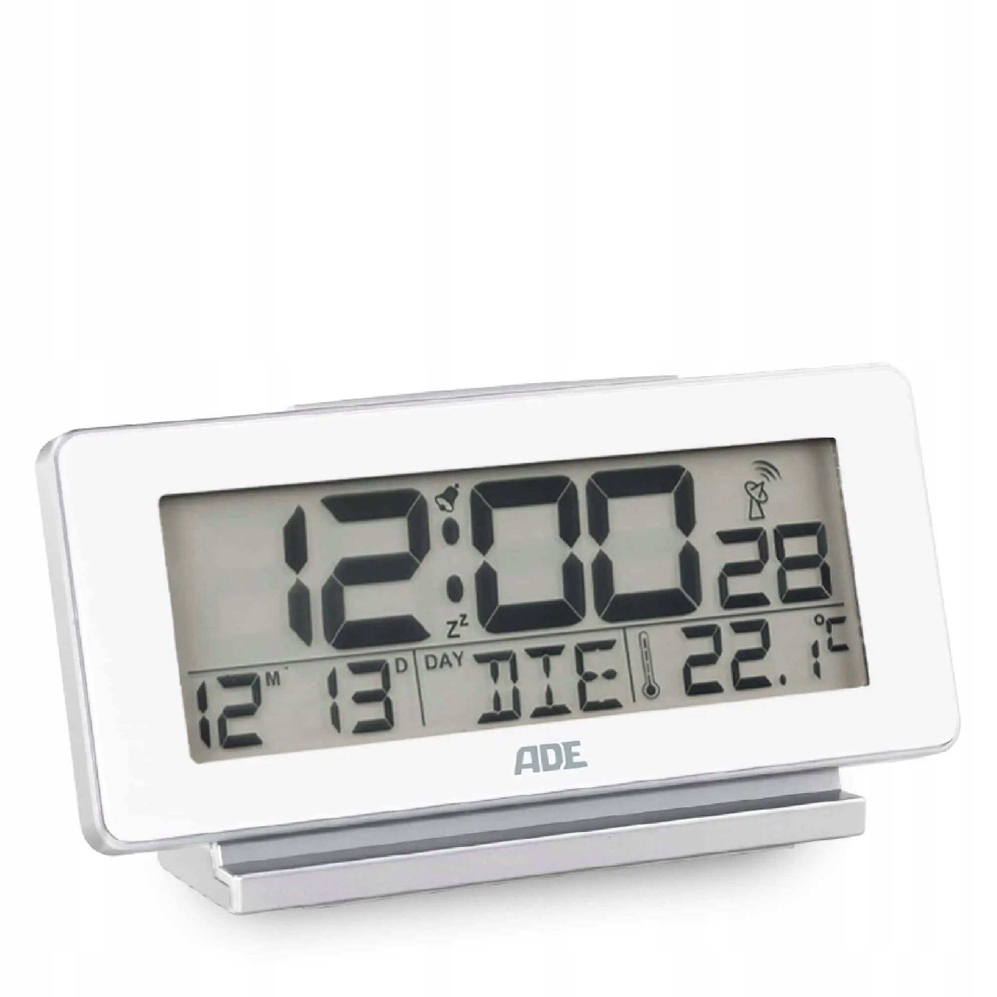 Budzik elektroniczny z kalendarzem i Termometrem 12,5 x 4 x 8,5 cm biały