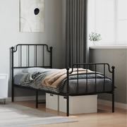 Łóżka - Metalowa rama łóżka z wezgłowiem i zanóżkiem, czarna, 75x190 cm Lumarko! - miniaturka - grafika 1
