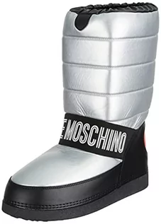 Botki damskie - Love Moschino Damskie botki St.tod.skiboot20 Soft Marvel Pu, srebrne/czarne, rozmiar 35 UE - grafika 1