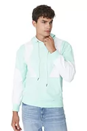 Bluzy męskie - Trendyol Męska bluza z kapturem Colorblock Regular Bluza, miętowa, S, Miętowy, S - miniaturka - grafika 1