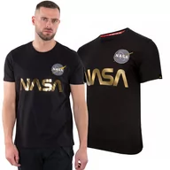 Odzież taktyczna i umundurowanie - Koszulka Alpha Industries Nasa Reflective T 178501 365 - Czarna/Złota - miniaturka - grafika 1