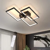 Lampy sufitowe - NETTLIFE 63W LED Lampa sufitowa ściemnialna z pilotem Nowoczesny design w czarnym metalu do sypialni, jadalni, salonu, biura - miniaturka - grafika 1