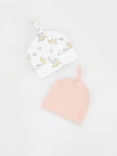 Reserved - Czapka Kubuś Puchatek 2 pack - brudny róż - Buciki dla niemowląt - miniaturka - grafika 1