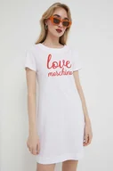 Sukienki - Love Moschino sukienka bawełniana kolor biały mini prosta - miniaturka - grafika 1