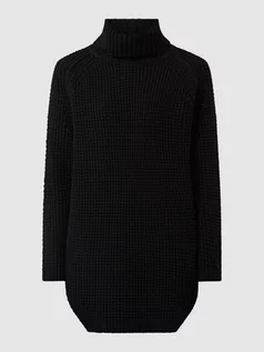 Swetry damskie - Sweter z wywijanym kołnierzem o kroju oversized z mieszanki bawełny - grafika 1