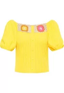 Koszulki i topy damskie - myMo Damski dzianinowy top, żółty, wielokolorowy, S - miniaturka - grafika 1