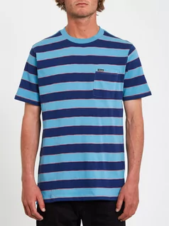 Koszulki dla chłopców - Volcom Maxer Stripe Crew BLUEPRINT koszulka męska - XL - grafika 1