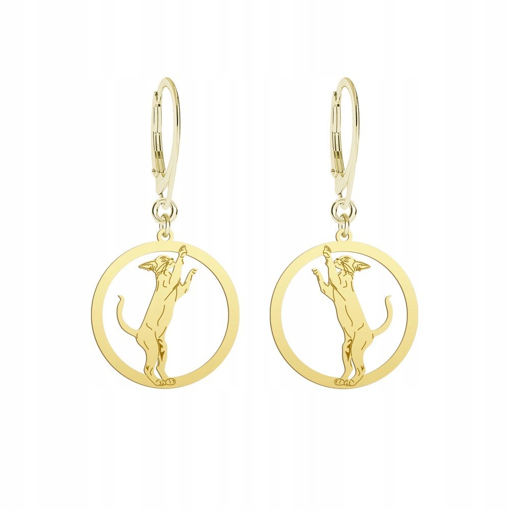 Kolczyki Złote Kot Orientalny 925 Prezent Biżuteria Prezent GRAWER GRATIS