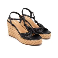 Espadryle damskie - GIOSEPPO CASTINE Damskie sandały na koturnie espadryle, czarne, 40 EU, Czarny (Black), 40 EU - miniaturka - grafika 1