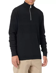 SELECTED HOMME Slhmaine LS bluza męska z dzianiny z zamkiem błyskawicznym do połowy długości, kolor czarny, XXL, czarny, XXL - Bluzy męskie - miniaturka - grafika 1