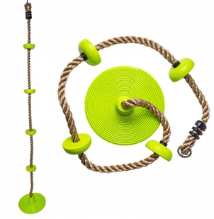 Siedzisko z liną wspinaczkową DYSK limonkowe 30 cm - Place zabaw - miniaturka - grafika 1