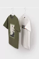 Koszulki dla chłopców - Mayoral t-shirt bawełniany dziecięcy 2-pack kolor zielony z nadrukiem - miniaturka - grafika 1