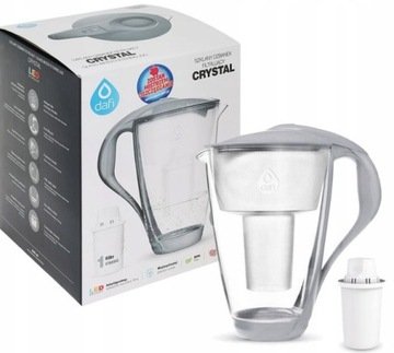 Dzbanek filtrujący szklany Dafi Crystal Led Szary 1 filtr Classic