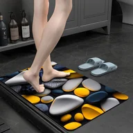 Dywaniki łazienkowe - Mata łazienkowa antypoślizgowa, z pięknym trójwymiarowym wzorem kamienia, miękka, chłonna i szybkoschnąca, żółta (80x50 cm) - miniaturka - grafika 1