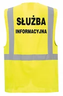 Odzież robocza - Kamizelka odblaskowa SŁUŻBA INFORMACYJNA - kieszenie, nadruk, rozmiar L - miniaturka - grafika 1
