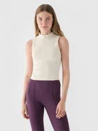 Koszulki sportowe damskie - Damski top slim basic 4F 4FRAW24TSLEF182 - biały - miniaturka - grafika 1