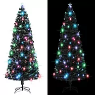 Choinki - vidaXL Sztuczna choinka ze stojakiem/ LED, 240 cm, światłowód - miniaturka - grafika 1