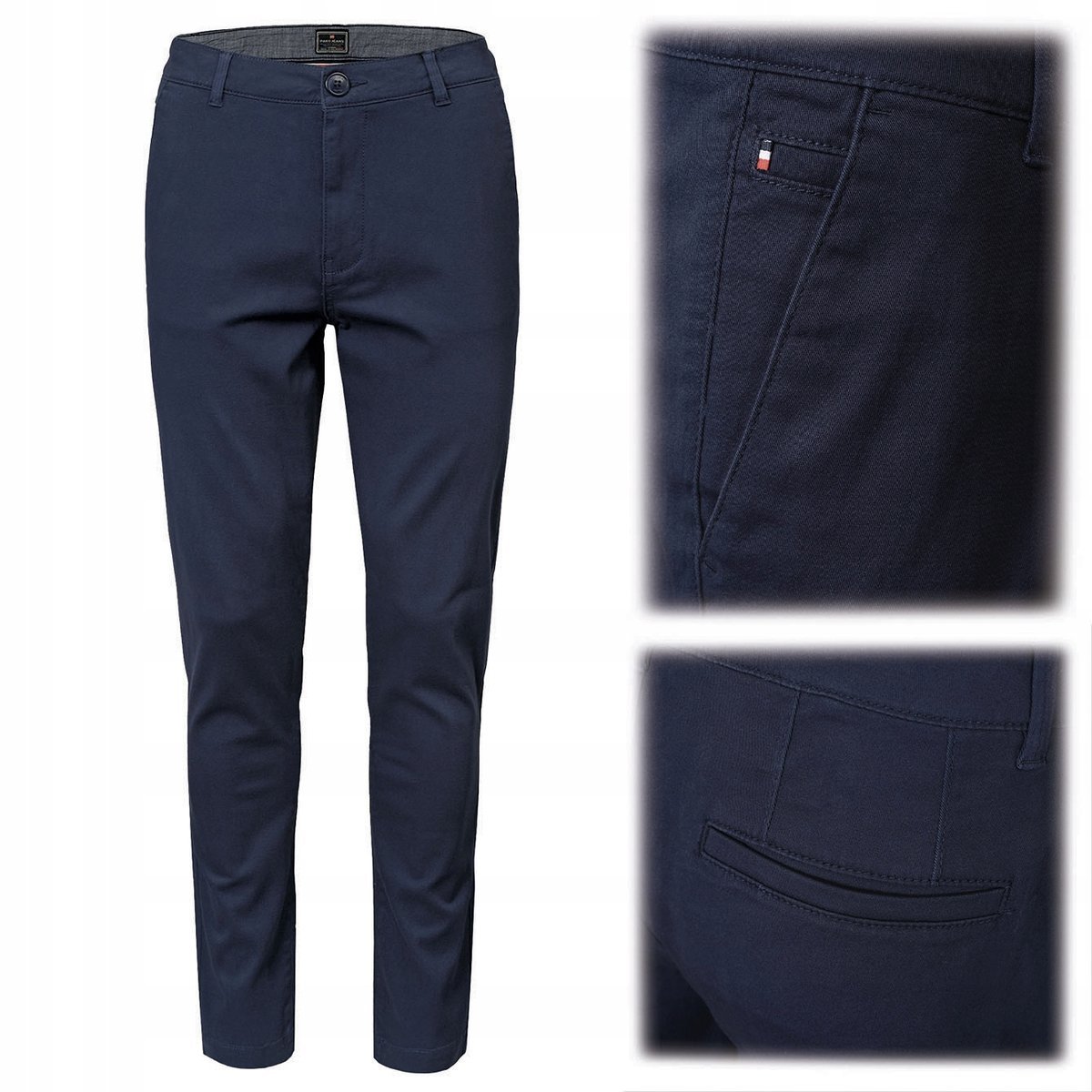 SPODNIE Męskie CHINOSY Bawełniane Długie GRANAT Slim Fit W34/L32 Pako Jeans