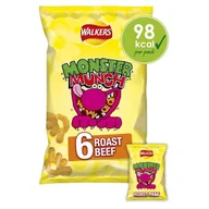 Chrupki - Walkers Monster Munch Roast Beef chrupki kukurydziane pieczeń wołowa 6x20 g - miniaturka - grafika 1