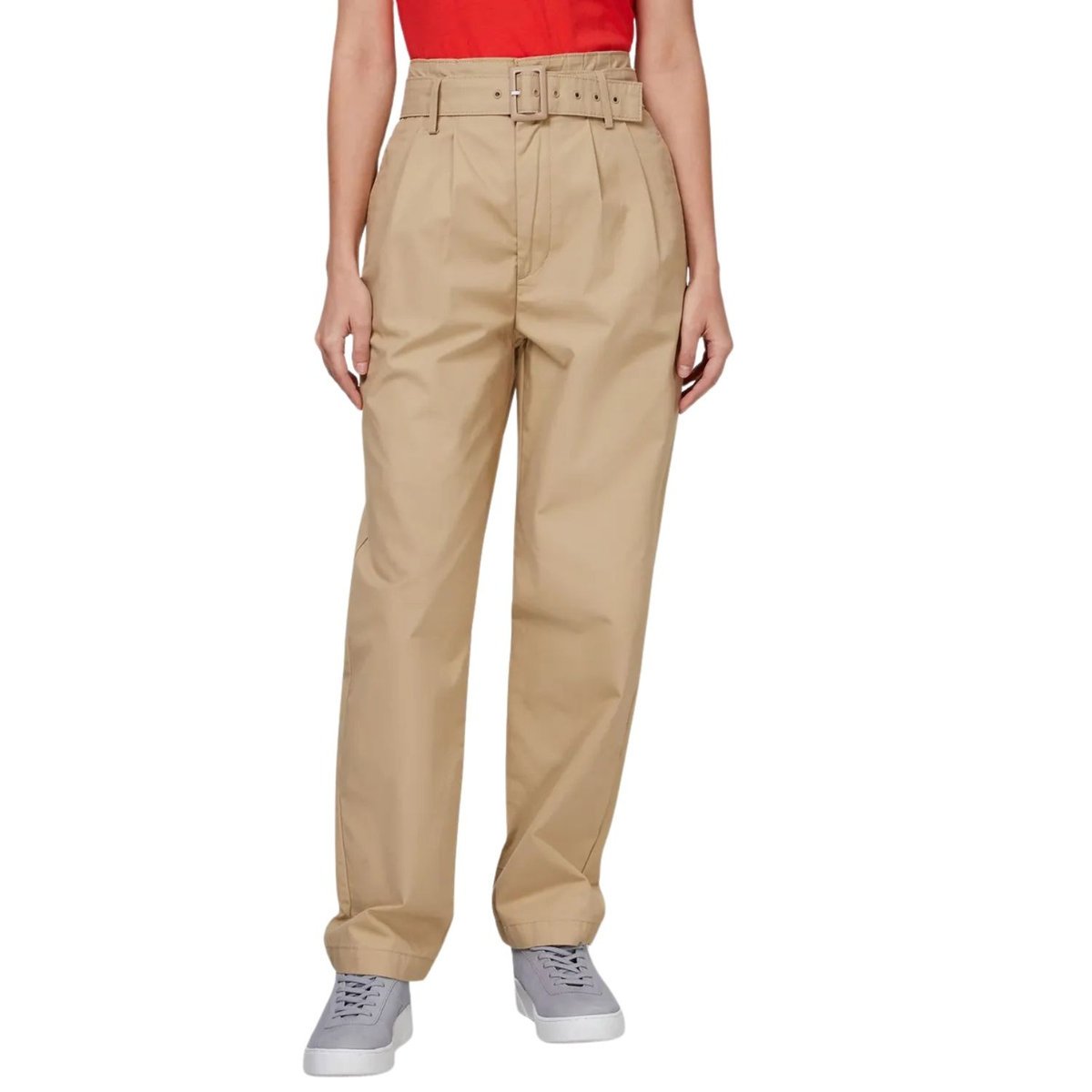 Spodnie damskie materiałowe Levi's o kroju Loose Taper beżowe-W33
